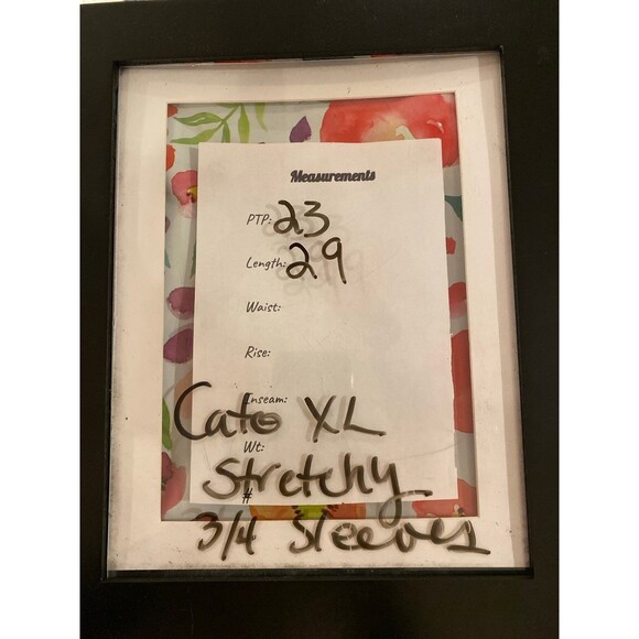 Cato Plus Top Blouse Size XL Blue Magenta Pattern Scarf Hem Stretchy Round Neck - Picture 12 of 12